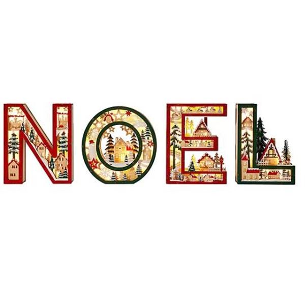 Wooden Letters With LED Festive Winter Scene – Noel
