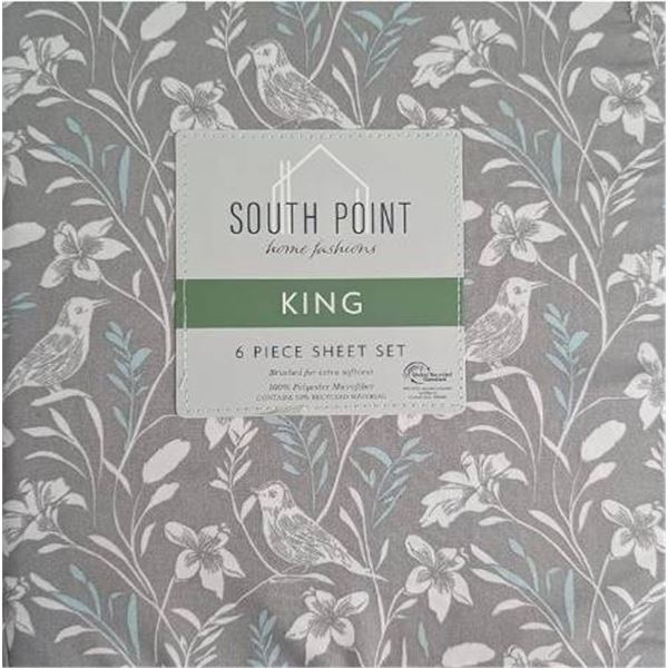 South Point Home Fashions 6 Piece King Sheet Set with Floral Design