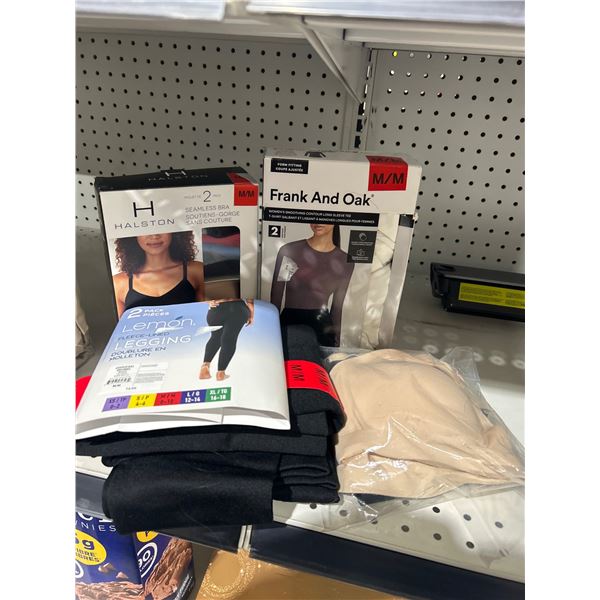 Assorted Lot Of Women’s Apparel Including Leggings, Seamless Bras, Contour Tees