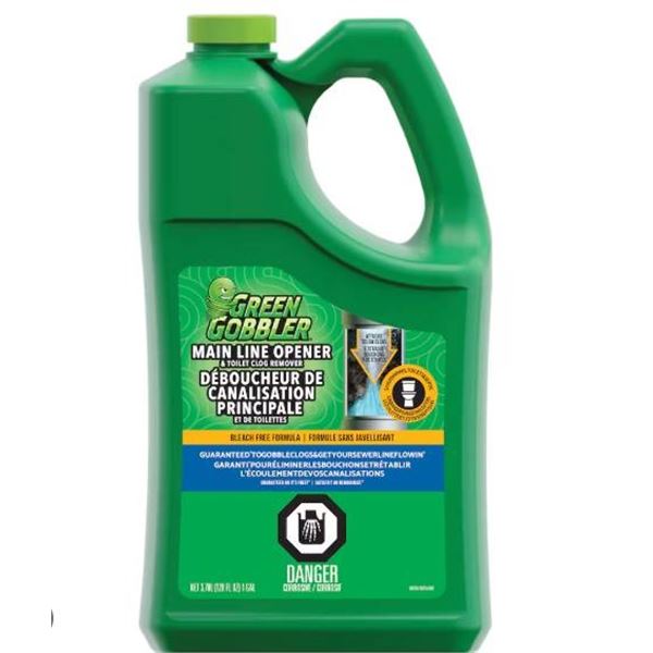 Green Gobbler Main Line Opener Drain Cleaner 1-Gallon Bottle