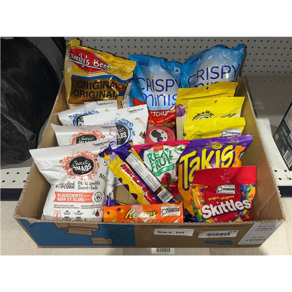 Snack Items Including Chips, Sweets, and Candy
