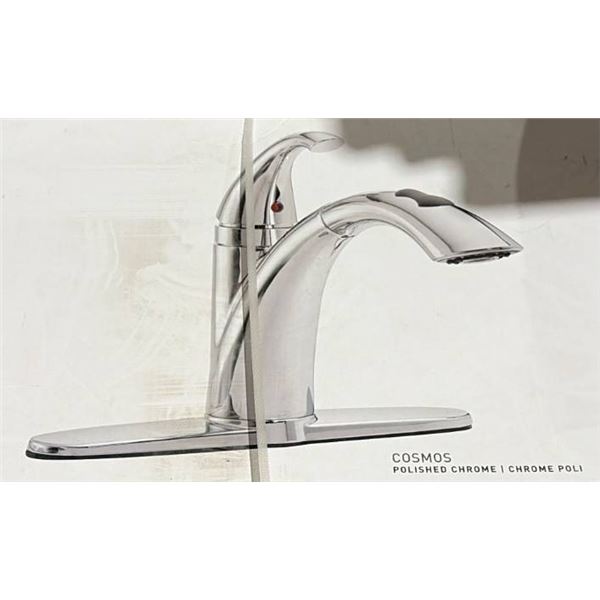 Taymor Single Lever Kitchen Faucet with Pull-Out Spray, Chrome Finish