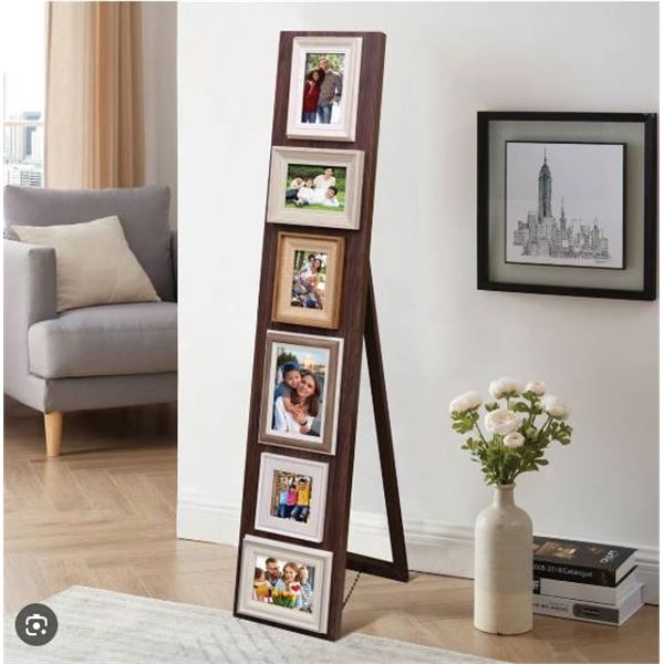 6-Opening Memory Collage in Brown and White Frames