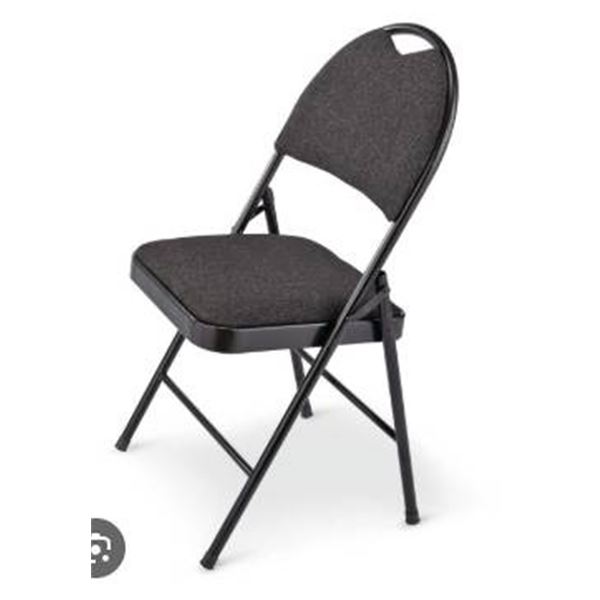 LOT OF 2  Gray and Black Folding Chairs with Cushioned Seats