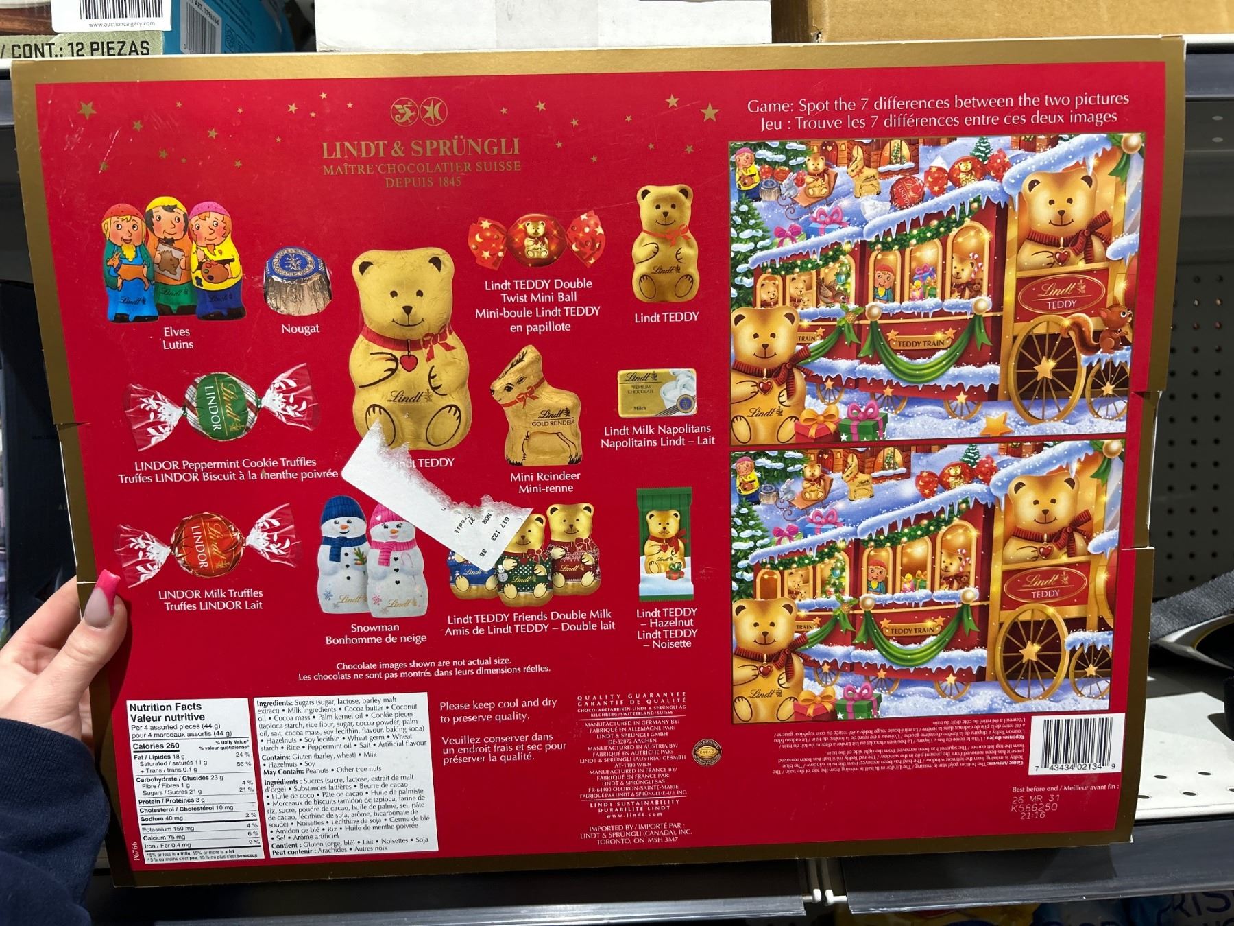 Lindt Teddy Advent Calendar with Assorted Chocolates, 258g