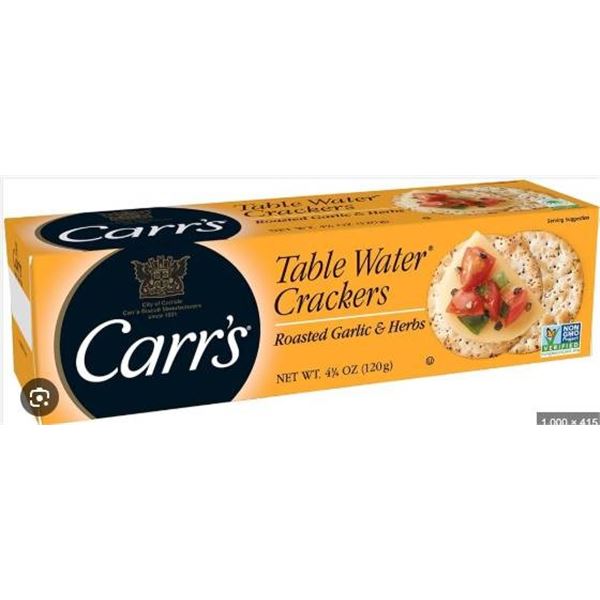 Carr’s Table Water Roasted Garlic and Herb Crackers, 12 x 125g