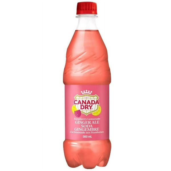 Canada Dry Raspberry Lemonade Ginger Ale 500ml Bottles – Case of 24
