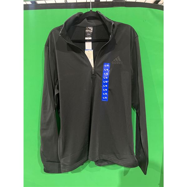 Adidas Mens 1/4 Zip Black Long-Sleeve Track Top, Size L/G