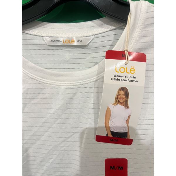 Lole Women’s T-Shirt, Size M, White Striped Design