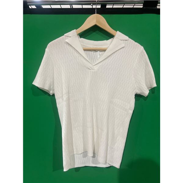 Grace Karin Women’s Short-Sleeve Knit Collared Top – Size XL