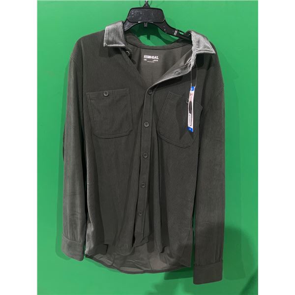 32 Degrees Heat Men’s Long-Sleeve Shirt, Size Large, Black/Grey