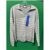 Image 1 : Loft Women’s Large Gray Striped Knit Pullover Sweater