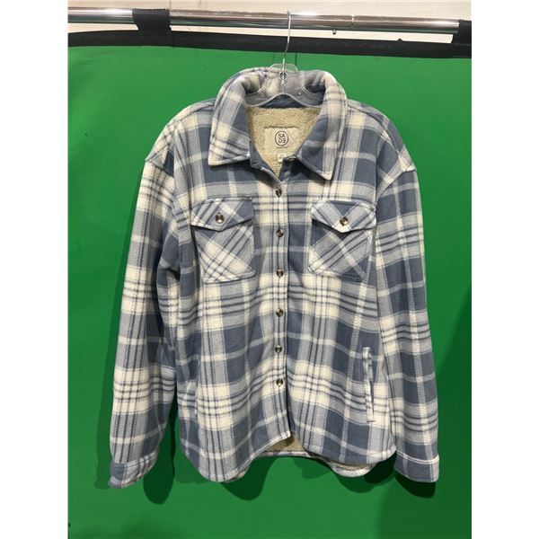 Sage Collective Sherpa-Lined Plaid Jacket with Button Closure – Size XLTG