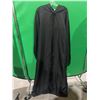 Image 1 : Black Full-Length Hooded Robe, XXL Size with Collar and Long Sleeves