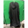 Image 2 : Black Full-Length Hooded Robe, XXL Size with Collar and Long Sleeves