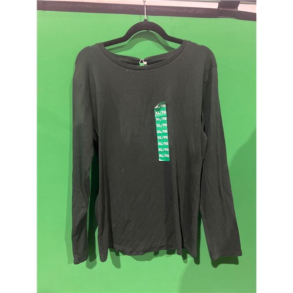 United Colors Of Benetton Supima Long-Sleeve Shirt, XL, Black