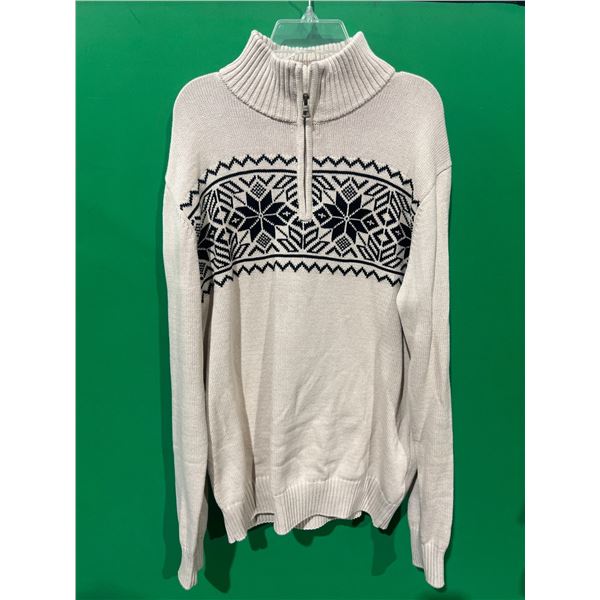 Weatherproof Sweater with Zip Collar, M, Snowflake Design