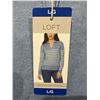 Image 3 : Loft L/G Blue Striped Pullover Sweater With Collar