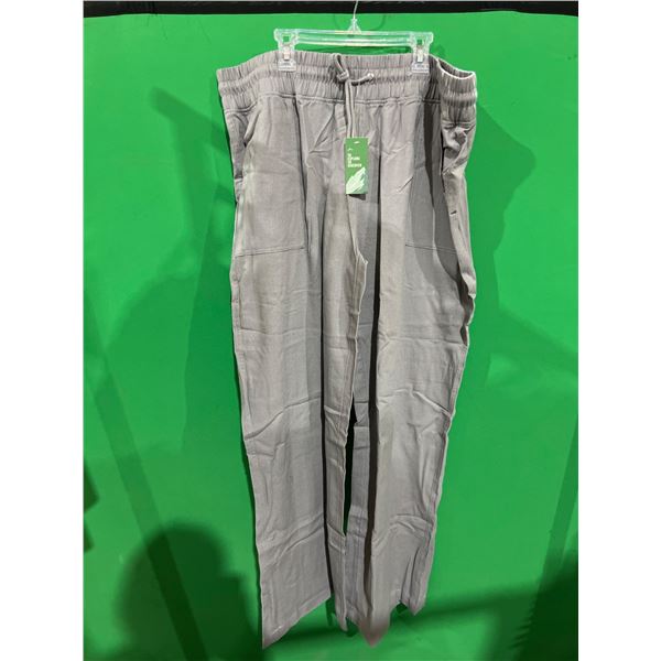 Willit Men’s XX-Large Linen-Cotton Blend Pants with Drawstring, Gray