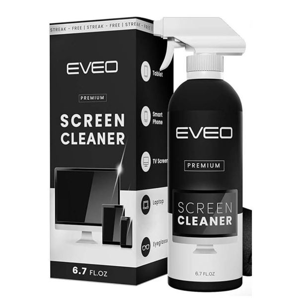 Eveo Premium Screen Cleaner Spray with Microfiber Cloth – 6.7 fl oz (198 ml)