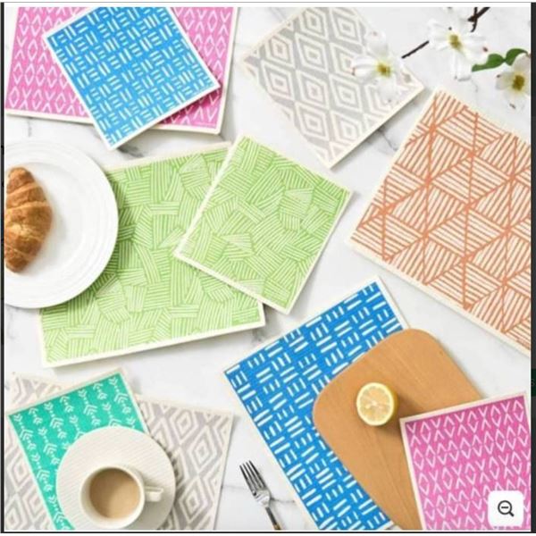 Recyco Swedish Dishcloth Set with Patterned Design
