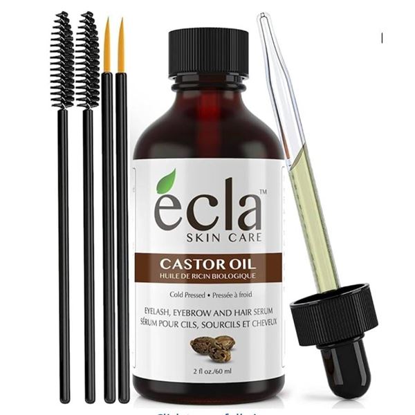 Lot of 2 – Ecla Skin Care Organic Castor Oil – Eyelash, Eyebrow, and Hair Serum, 6