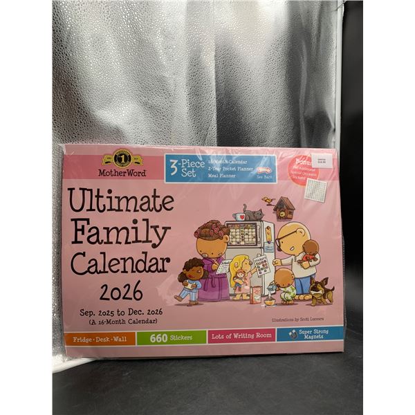 MotherWord Ultimate Family Calendar 2026 – 16-Month Calendar with Meal Planners and Sticker