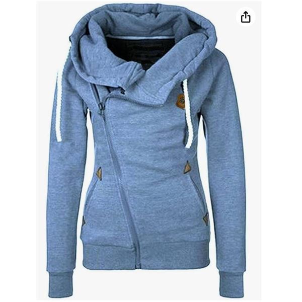 Bestyle Women’s XL Hoodie in Blue with Oblique Zipper