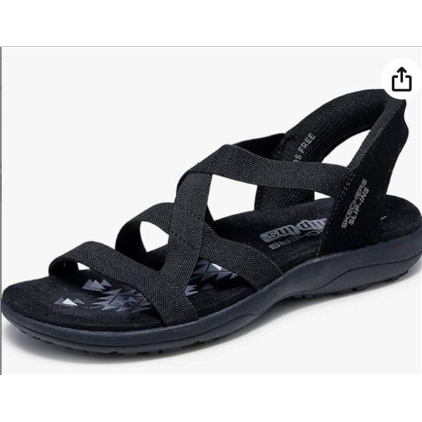 Skechers Women’s Reggae Slim Takes Two Sandal, Black, Size 11