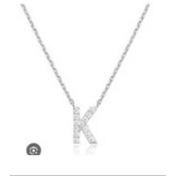 PAVOI 14K White Gold Plated Cubic Zirconia ‘K’ Necklace
