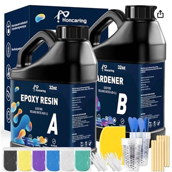 HonCaring Epoxy Resin Kit 64oz – Easy to Mix with 1:1 Ratio