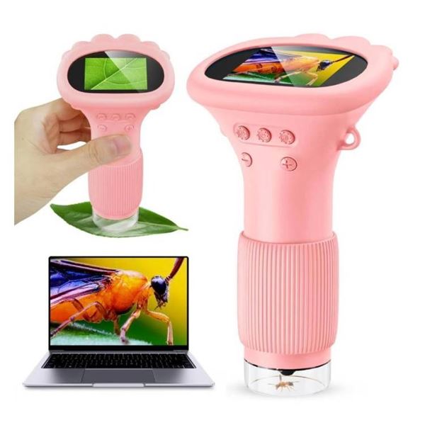Ashfly Kids Magnifying Glass, Portable Microscopes 2″ HD Screen 1000X Zoom