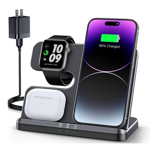 JARGOU 3-in-1 Wireless Charger, Model Q10A for Phone, Watch, and Earbuds