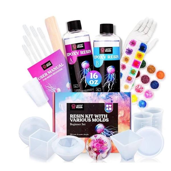 LET’S RESIN Epoxy Resin Kits and Molds Complete Set, 16oz Resin Art Kit with Silicone Molds