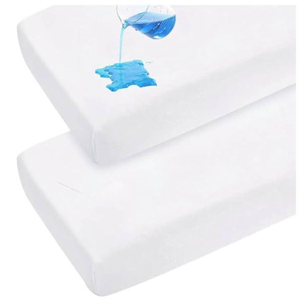 Premium Waterproof Crib Fitted Mattress Protector: 2 Pack Toddler and Baby Crib Mattress Protector C