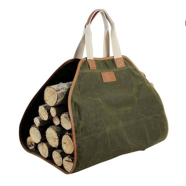 Canvas Log Carrier Bag PB17-110 Green for Camping