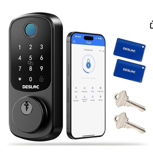 Desloc B200 Smart Fingerprint Deadbolt With Keyless Entry and Multi-Access Options