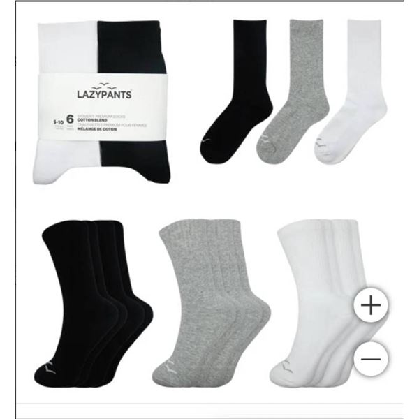 Lazypants Women’s Premium Cotton Blend Socks, Size 5-10, 6 Pairs