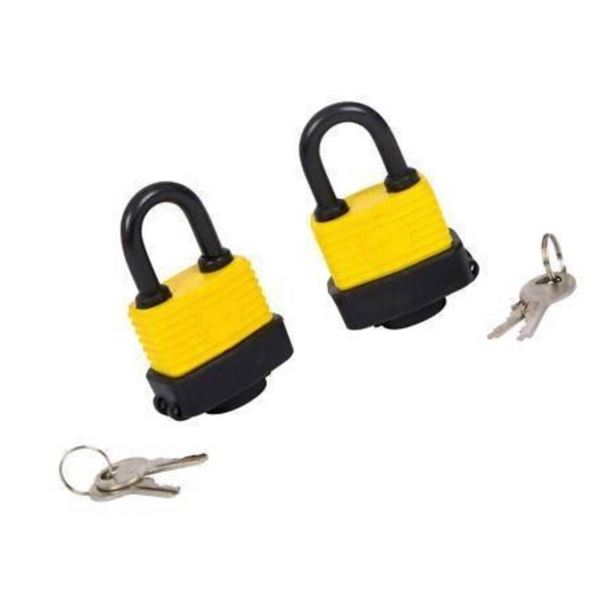 ShopMaster Weather Resistant Laminated Steel Padlocks – Keyed Alike, 2 Pack