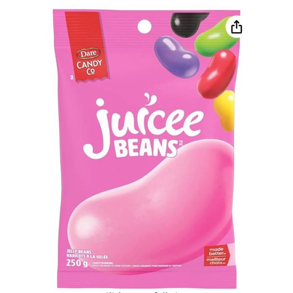 Juicee Beans Jelly Beans 250 g Bag, Canada, Lot of 8 Bags