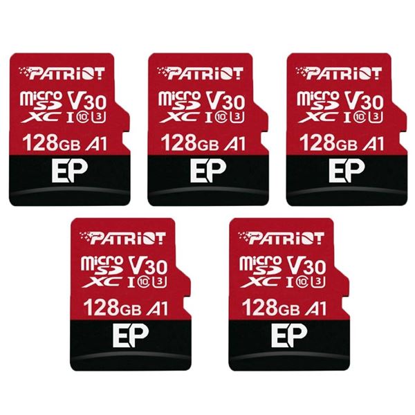 Patriot Micro SDXC V30 A1 128GB Memory Cards – Set of 5