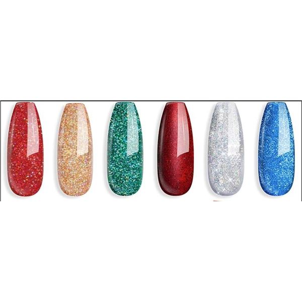 Modelones 6-Color Nail Polish Set with Glitter Finish, 5ml Bottles