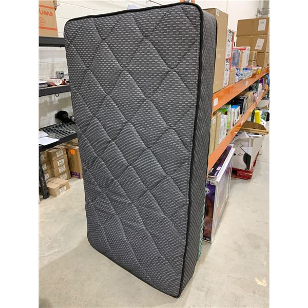 Twin Size Mattress with Quilted Fabric Cover and Gray Pattern