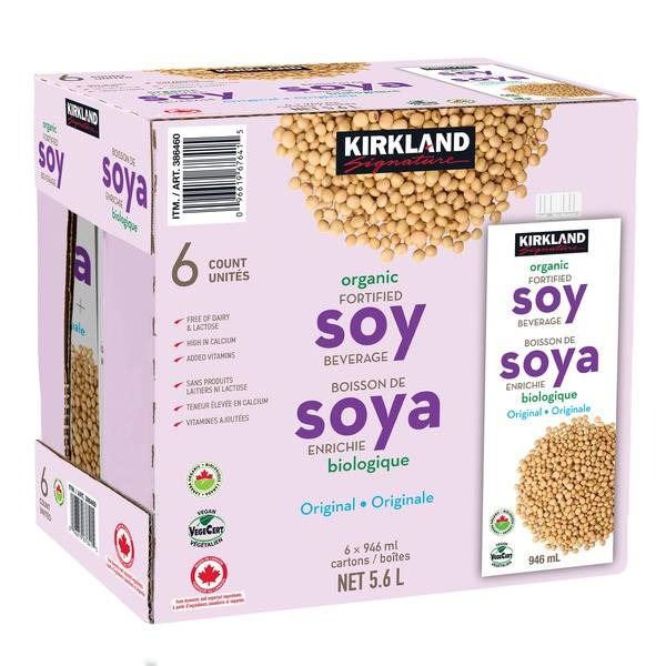 Kirkland Organic Fortified Soy Beverage, 6 x 946mL Units