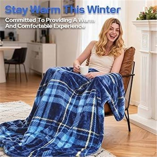 Life Comfort Ultimate Throw Blanket – Blue Plaid Design