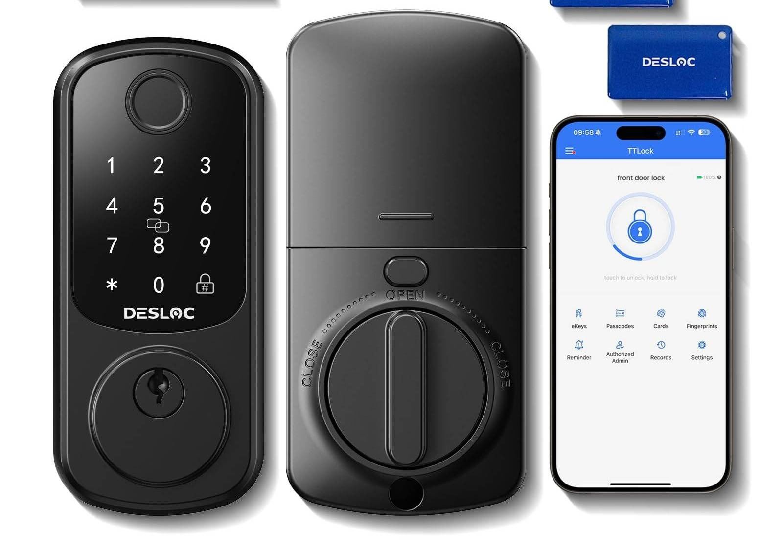 Desloc B200 Smart Fingerprint Deadbolt with Multiple Access Methods