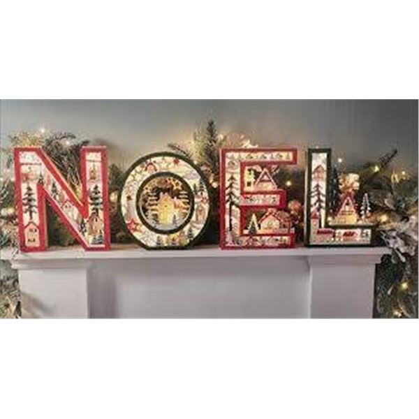 Noel Wooden Letters Light Set with 20 Incandescent Bulbs