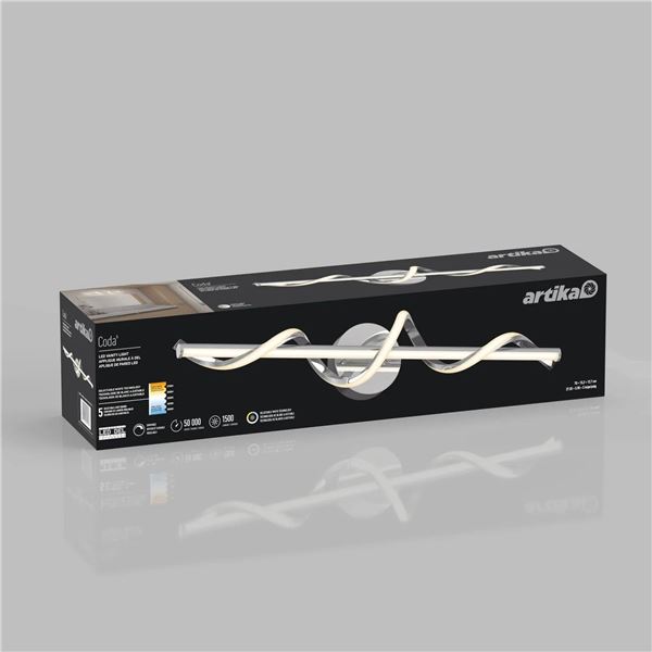 Artika Coda LED Vanity Light Wall Fixture, 18W, 120V, White Finish