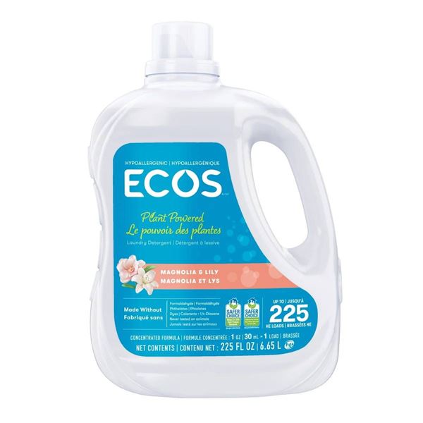 Ecos Plant-Powered Laundry Detergent, Magnolia & Lily, 225 Fl Oz