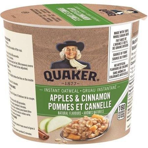 Quaker Apples and Cinnamon 43g Cups, 12-Pack